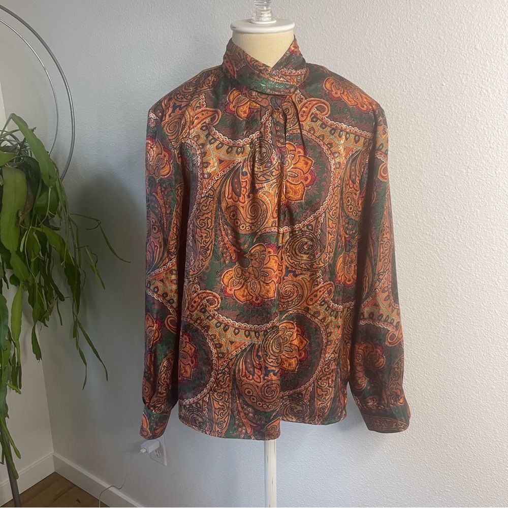 Vintage Westbound Size 12 Paisley Psychedelic Print 80’s Long Sleeve Blouse